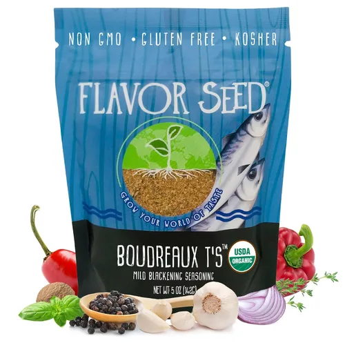Condimento orgánico de ennegrecimiento suave – Boudreaux T's by Flavor Seed, condimento cajún ennegrecido sin gluten para carne y mariscos, especias