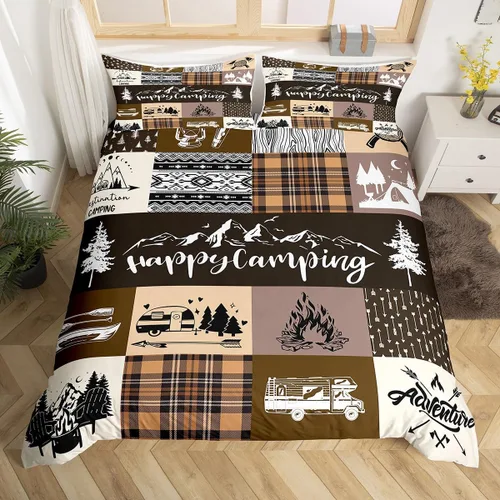 Miniatura 14 de Castle Fairy Juego de ropa de cama tamaño individual, juego de funda de edredón con diseño de ciervos y pinos para niños y niñas, juego de funda
