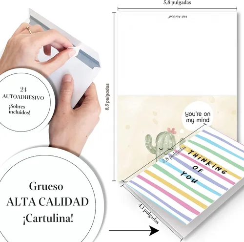 Miniatura 4 de Tarjetas de felicitación con sobres, 24 tarjetas de felicitación con diseños únicos y palabras inspiradoras, las tarjetas de aliento perfectas