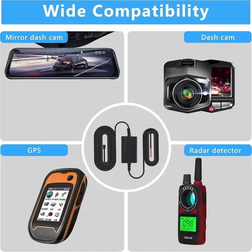 Miniatura 5 de XMSJSIY Kit de fusible de cámara para salpicadero, cable duro USB-C tipo C, convierte 12 V-36 V a 5 V/2.5 A, cable de alimentación para cargador DVR