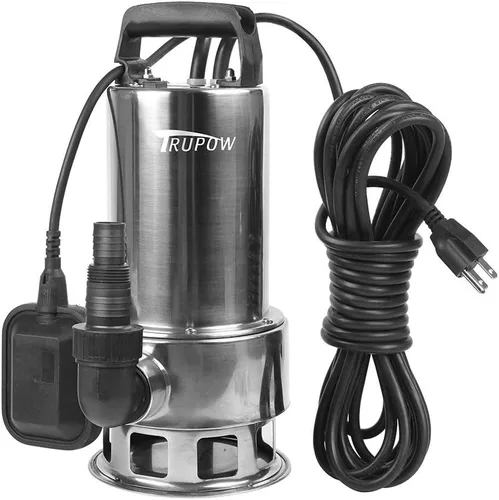 Trupow 1.5HP 110v sumergible drenaje de aguas residuales inundación acero inoxidable limpia/sucio transferencia de sumidero de agua estanque jardín