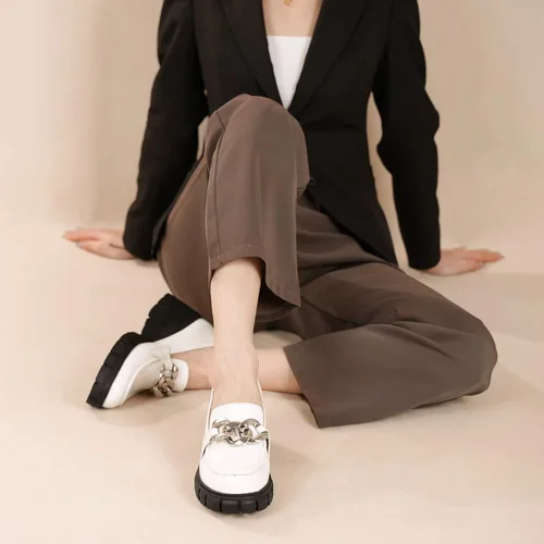 Miniatura 6 de HeneiKecci Chunky Loafer Women Lug Sole Penny Loafer for Women Platform Comfortable Shoes with Metal Chain Women Work Shoes