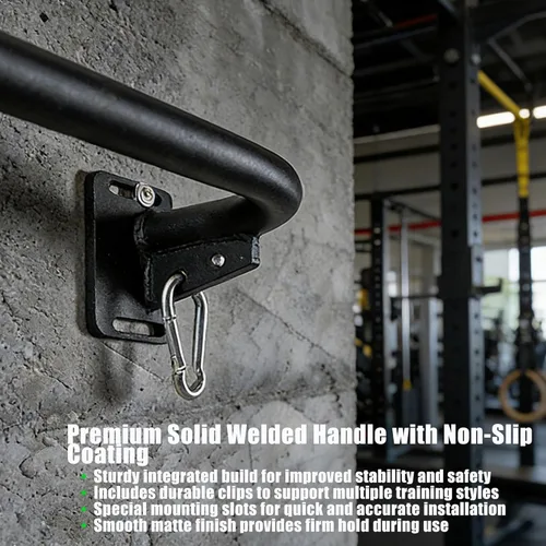 Miniatura 6 de Heavy Duty Wall Mounted Pull Up Bar with 8mm Thick Steel Plates & Heavy-Duty Carabiner, Strength Training Bar for Home Gym, Garage and Indoor