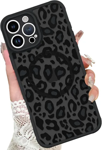Miniatura 30 de KANGHAR - Funda para iPhone 11 [Compatible con Magsafe] Patrón estampado de leopardo Lindo guepardo Funda protectora magnética para niñas, mujeres