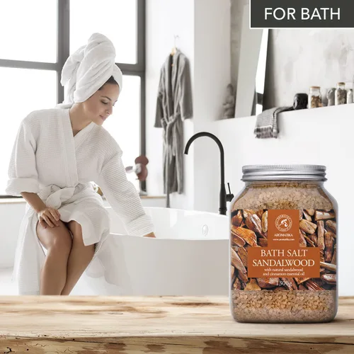 Miniatura 4 de Sal marina de baño sándalo 46 onzas (45.86 oz) – Sales de baño con sándalo y canela aceite esencial para baño – Baño relajante – Relajación muscular