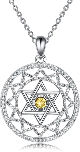 Miniatura 26 de YFN Collar de estrella de David de plata de ley, concha de abulón, árbol de la vida, joyería judía, regalos para mujeres y hombres