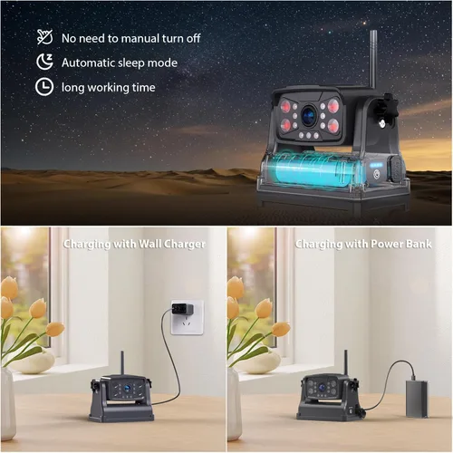 Miniatura 5 de ZEROXCLUB Sistema de cámara de respaldo inalámbrico magnético para caravana: 7 "HD 1080P DVR Monitor con 2 cámaras traseras, monitor DVR y visión
