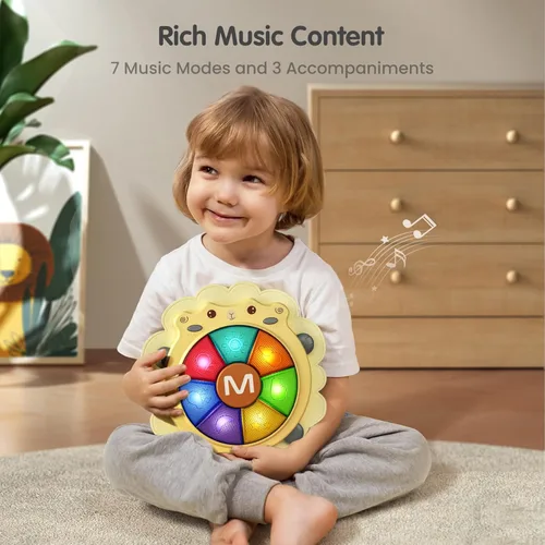 Miniatura 8 de Tumama - Tambor musical para bebé, juguete iluminado con sonido y luz, juego de instrumentos musicales, actividad sensorial, juguete educativo