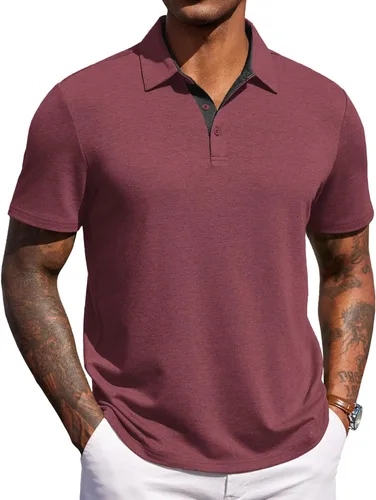 Miniatura 12 de COOFANDY Camisas polo de manga corta para hombre, estilo casual, de verano, cuello clásico, para golf