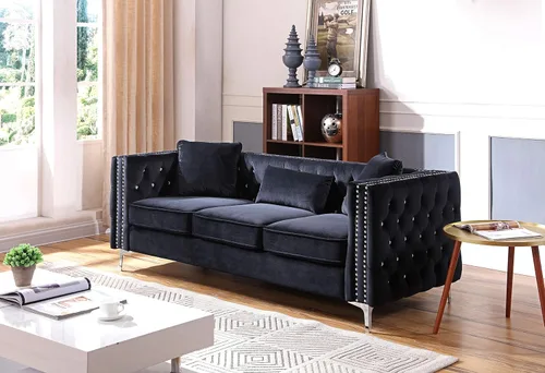 Miniatura 2 de Glory Furniture Sofá Paige, negro. Muebles de sala de estar, 30 pulgadas de alto x 86 pulgadas de ancho x 34 pulgadas de profundidad