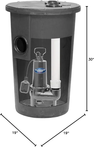 Miniatura 10 de Superior Pump 93015-U Bomba de aguas residuales de hierro fundido con interruptor flotante amarrado y kit de bacia, 1/2 HP, Negro