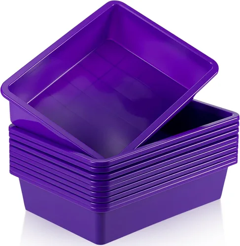 Miniatura 12 de Hoteam Bandeja organizadora de almacenamiento plana, bandeja de papel para aula, organizador de archivos apilable de plástico para escuela, oficina