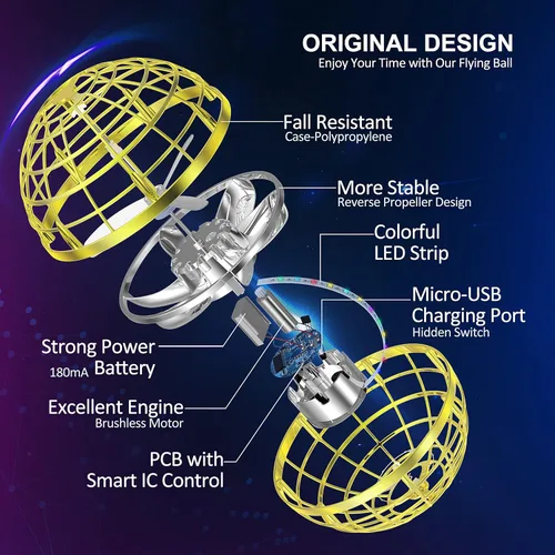 Miniatura 2 de LEMATRIX Juguete de bola de orbe volador, bola flotante Boomerang Fly Fidget Spinner, juguetes geniales regalos para niños de 6 7 8 9 10 11 12 años