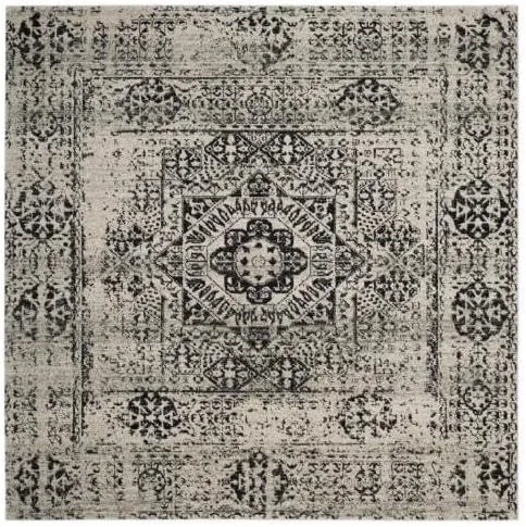 Miniatura 7 de SAFAVIEH Evoke Collection EVK260T Medallón oriental envejecido de 2'2" x 4', color marfil y negro, no desprende pelusa, alfombra de acento para sala