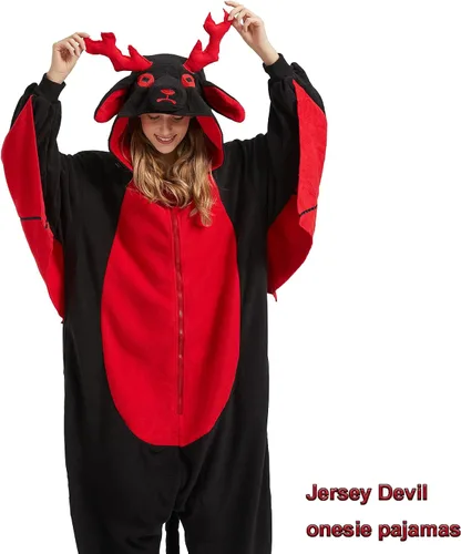 Miniatura 3 de WAWRTOU Jersey Devil Onesie para adultos - Halloween de una sola pieza mítico y cómodo unisex