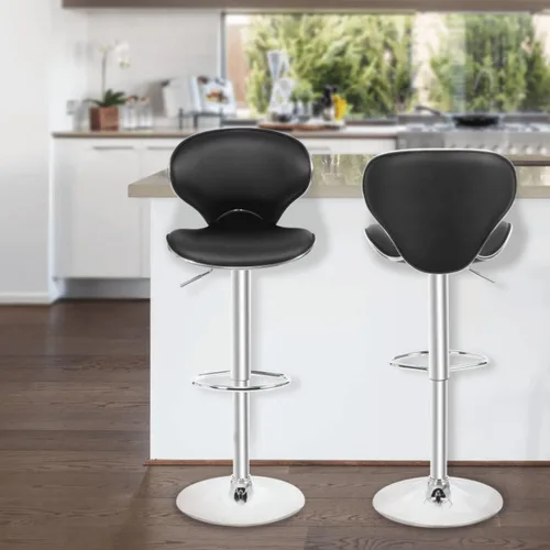 Taburetes de bar de altura de barra, contemporáneos, acogedores taburetes de bar ajustables con respaldo medio con respaldo, 25 a 36 pulgadas, piel