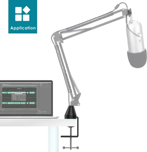 Miniatura 6 de YOUSHARES Abrazadera de montaje en mesa para micrófono: abrazadera de brazo para soporte de brazo de micrófono con tornillo ajustable, el espacio
