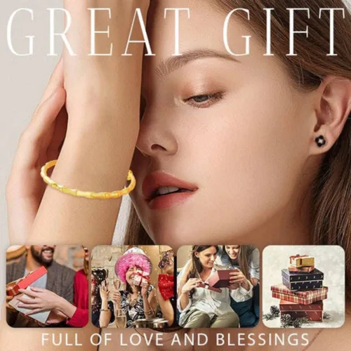 Miniatura 4 de Delicada pulsera de bambú de la suerte chapada en oro, pulseras de bambú de eslabones de cadena ajustables, pulsera de boda de bambú de riqueza