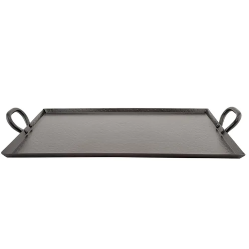 Miniatura 6 de G.E.T. SSTPD-1612-ANT - Bandeja otomana de metal resistente con asas, 16 x 12 pulgadas, bronce martillado