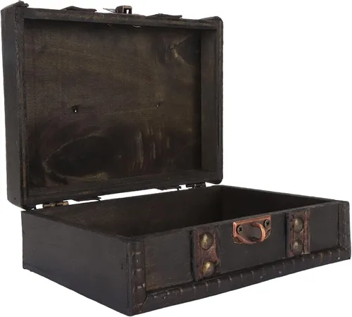 Miniatura 3 de Cofre de madera con cerradura Pequeña caja de almacenamiento decorativa de la vendimia