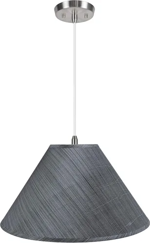 Aspen Creative 72203-11 Lámpara de techo colgante con pantalla de tela imperio de tapa dura de transición, gris-negro, 19 pulgadas de ancho, gris y