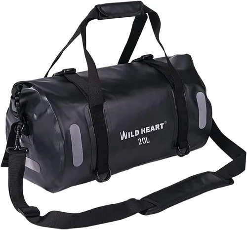 Miniatura 8 de WILD HEART Bolsa de lona impermeable 20L 30L 40L con costuras soldadas correas de hombro, bolsillo de malla para kayak, camping, barco, bicicleta