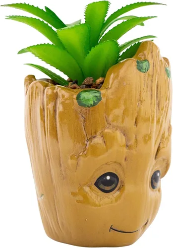 Miniatura 2 de Marvel Studios I Am Groot - Mini maceta de cerámica de 3 pulgadas con suculentas artificiales, maceta pequeña, plantas de interior de imitación