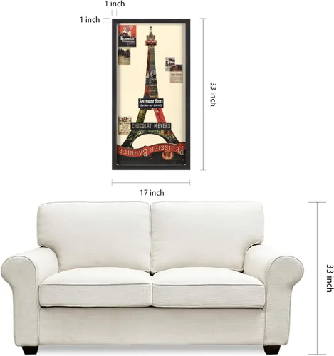 Miniatura 9 de Empire Art Direct Arte de pared gráfico enmarcado con collage de arte dimensional "Torre Eiffel" firmado a mano por Alex Zeng, 17 x 33 pulgadas