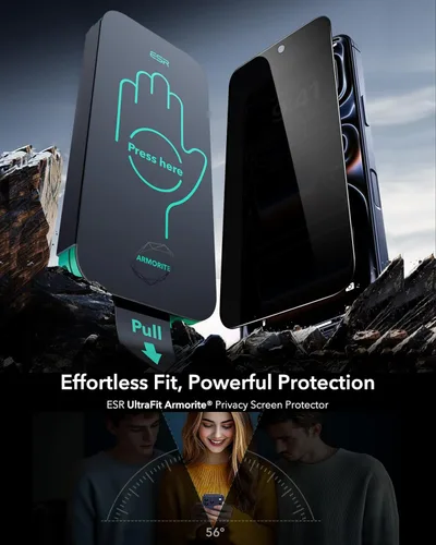 Miniatura 2 de ESR Paquete de 3 protectores de pantalla de privacidad 9H+ Glass para iPhone 17 Pro, [grado militar, inastillables y altamente duraderos] vidrio