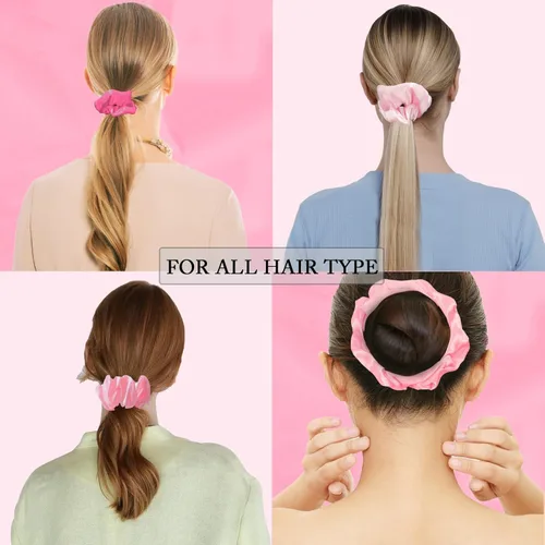 Miniatura 5 de Aprince Coleteros rosados para niñas y mujeres, 12 piezas de coleteros de satén, ligas para el cabello, soporte para cola de caballo, bonitos