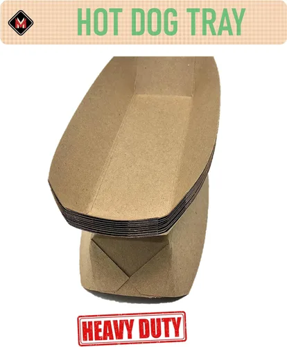 Miniatura 3 de Mr Miracle Bandeja de papel para perros calientes de 7 pulgadas en papel kraft. Paquete de 100. Desechable, reciclable y totalmente biodegradable.