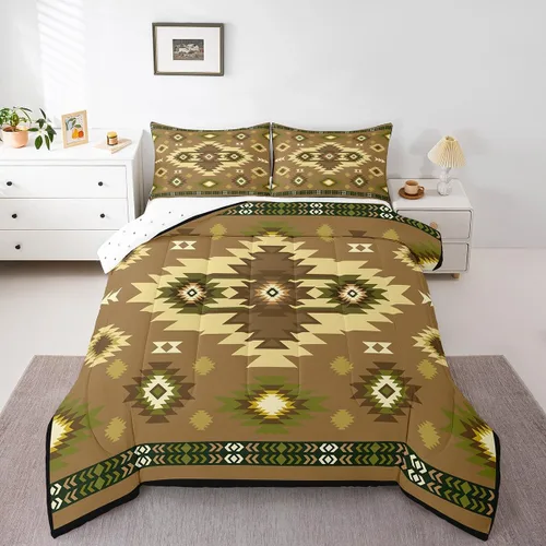 Feelyou Juego de edredón geométrico del suroeste para niños y niñas, edredón nativo del suroeste, tamaño individual, juego de ropa de cama de