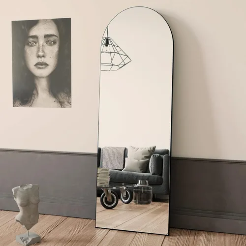 BEAUTYPEAK - Espejo de arco de 64 x 21 pulgadas, espejo de cuerpo completo con soporte para colgar o inclinar, espejo de cuerpo completo con soporte