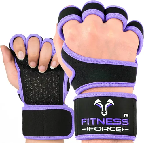 Miniatura 8 de FITNESS FORCE Ventilated Weight Lifting Workout Gloves for Men & Women Gym Gloves for Men & Women with Built-in Wrist Wraps for Men, Exercise Negro
