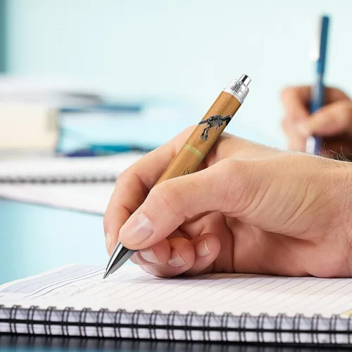 Miniatura 5 de Bolígrafos de dinosaurio personalizados con punta de lápiz capacitivo, bolígrafos grabados personalizados con nombre y logotipo de texto de masaje