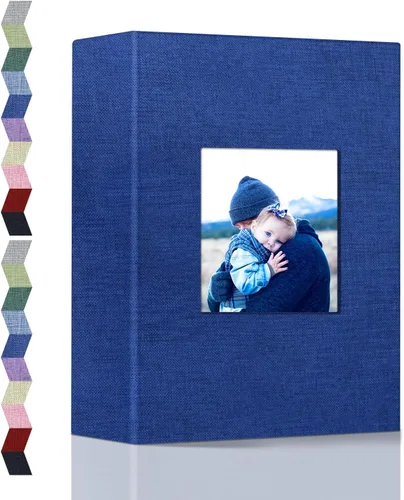 Miniatura 25 de Álbum de fotos popotop 4x6 - 100 fotos, libros de fotos con 100 bolsillos verticales, álbumes con cubierta de lino para fotos familiares, de boda