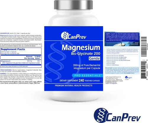 Miniatura 10 de CanPrev Bisglicinato de magnesio suave 200 mg, 240 cápsulas V-Caps suministro de 240 días - Suplemento de magnesio elemental puro, apoya la función