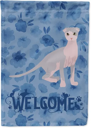 Miniatura 104 de Caroline's Treasures CK5047CHF Ojos Azules - Bandera de bienvenida con diseño de gato para casa de porche, grande, para colgar en la pared