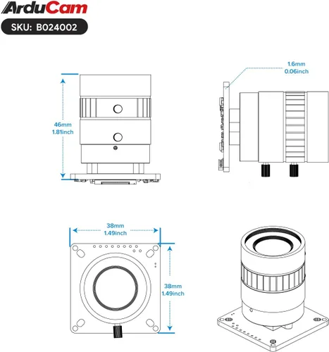 Miniatura 2 de Arducam Cámara IMX477 Pi HQ para Raspberry Pi 5, viene con una lente CS de longitud focal de 1/2.3 pulgadas de 0.236 in, ampliamente compatible