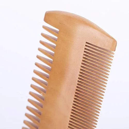 Miniatura 5 de Dientes finos y gruesos estáticos antiestáticos del peine del masaje del peine de madera doble-echaron a un lado para los bigotes