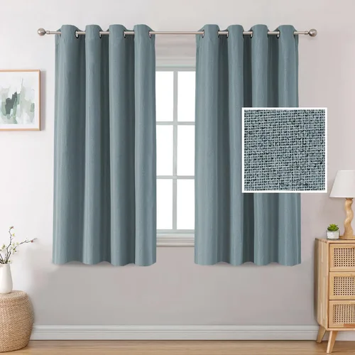 Miniatura 21 de H.VERSAILTEX Cortinas Opacas de Lino de 45 Pulgadas de Largo para Dormitorio/Sala de Estar con Aislamiento Térmico con Ojales, Cortinas con Textura