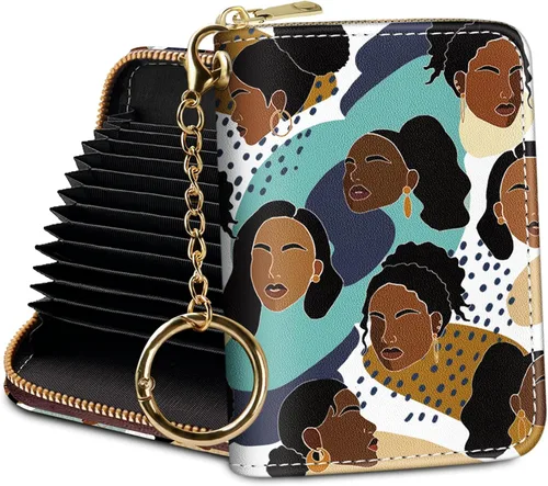 Miniatura 31 de Tarjetero Cartera RFID para Tarjetas de Crédito, Cartera Pequeña para Tarjetas para Mujeres con Llavero con Cremallera, Carteras para Tarjetas