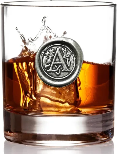 Miniatura 2 de English Pewter Company – Vaso de whisky Old Fashioned de 325 ml con monograma de inicial, regalos únicos para hombres, regalos personalizados