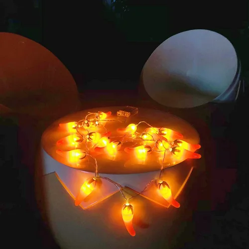 Miniatura 5 de 9.8 ft 20 LED Red Chili String Light Pepper Fairy Lights USB Powered Lámpara para fiesta de Navidad Decoración del hogar (2 modos USB)