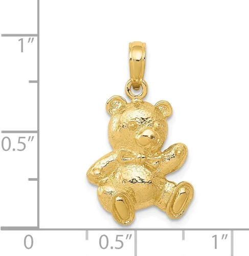 Miniatura 3 de Colgante de oso de peluche de oro amarillo macizo de 14 quilates, 0.906 x 0.433in