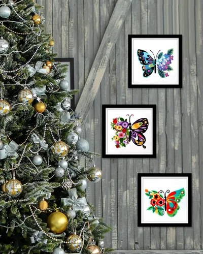 Miniatura 5 de TINDTOP 3 juegos de kit de práctica de bordado, kit de bordado de mariposas y flores para principiantes incluye tela, aros, hilos para amantes