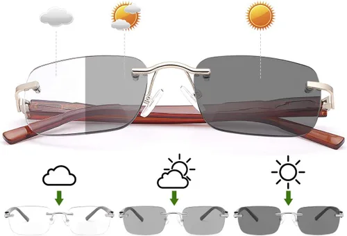 Miniatura 2 de 2 pares de lentes de lectura de transición, lentes de sol fotocromáticos, protección UV, lectores solares anti luz azul para hombres y mujeres