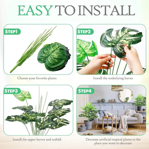 Miniatura 4 de Yunlly 4 plantas falsas altas de imitación plantas de interior para decoración del hogar de 32 pulgadas, palmera artificial tropical, árbol de hojas