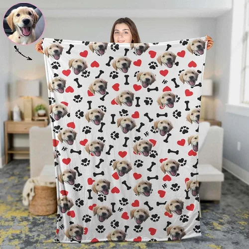 Miniatura 15 de Manta personalizada de fotos y textos para bebés, niños y adultos. Manta facial de forro polar personalizada, regalos personalizados para perros