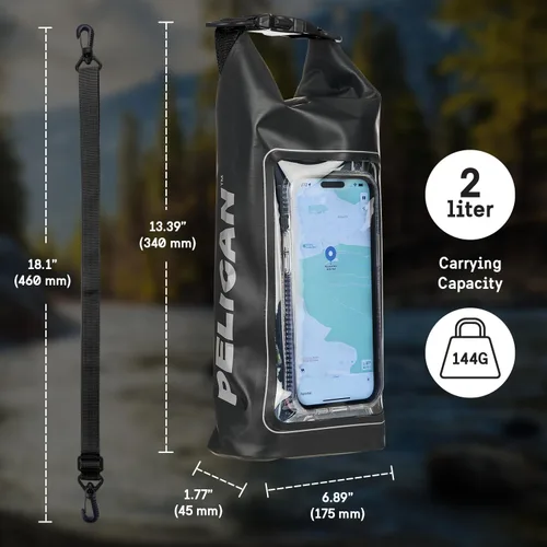 Miniatura 6 de Pelican - Marine Series - Bolsa seca resistente al agua (2.5 litros) con funda integrada para teléfono para hombres y mujeres, bolsa ligera